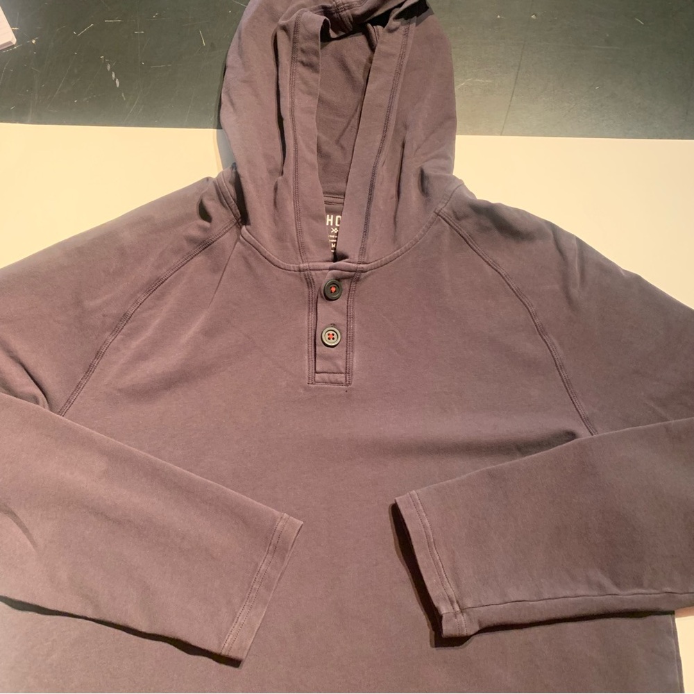 Rhone Mens Hoodie Gray Medium Cotton Button